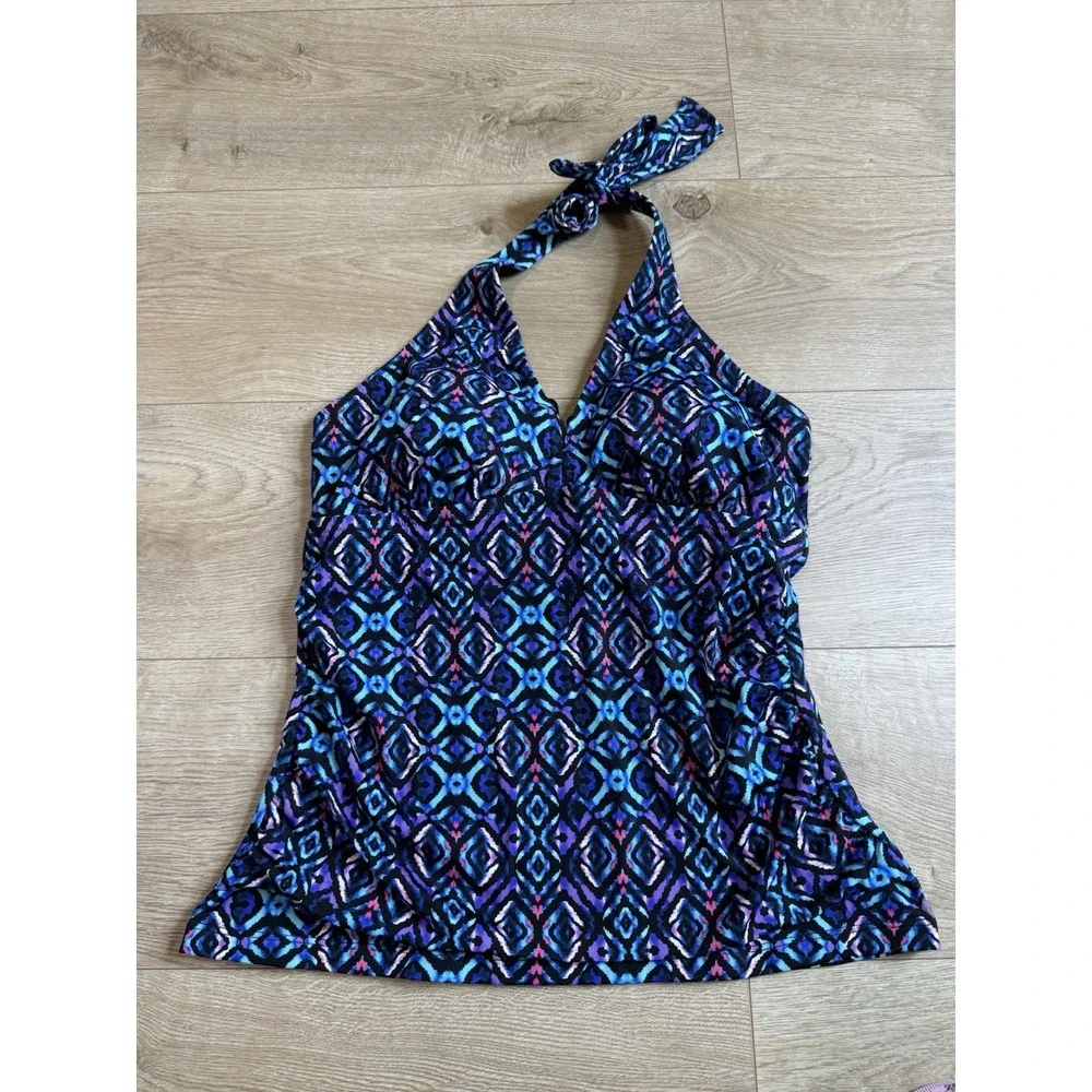 NWT Womens Swimsuits For All Tankini Halter Top Padded Size 8